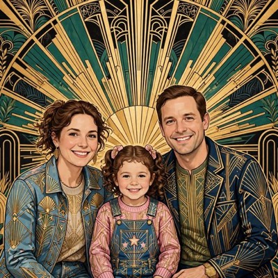 Family portrait in the Art Deco style