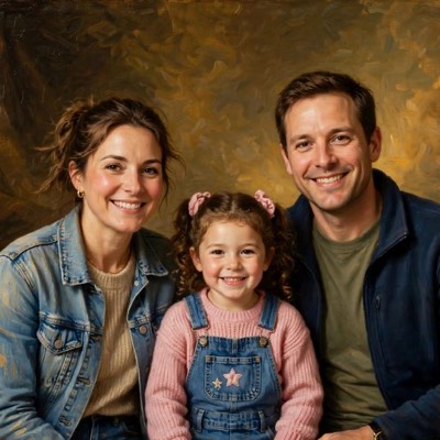 Family portrait in the Classic Oil style