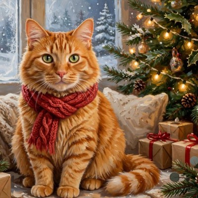 Cat portrait in the Holiday style