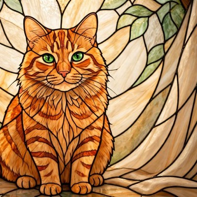 Cat portrait in the Stained Glass style