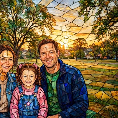 Family portrait in the Stained Glass style